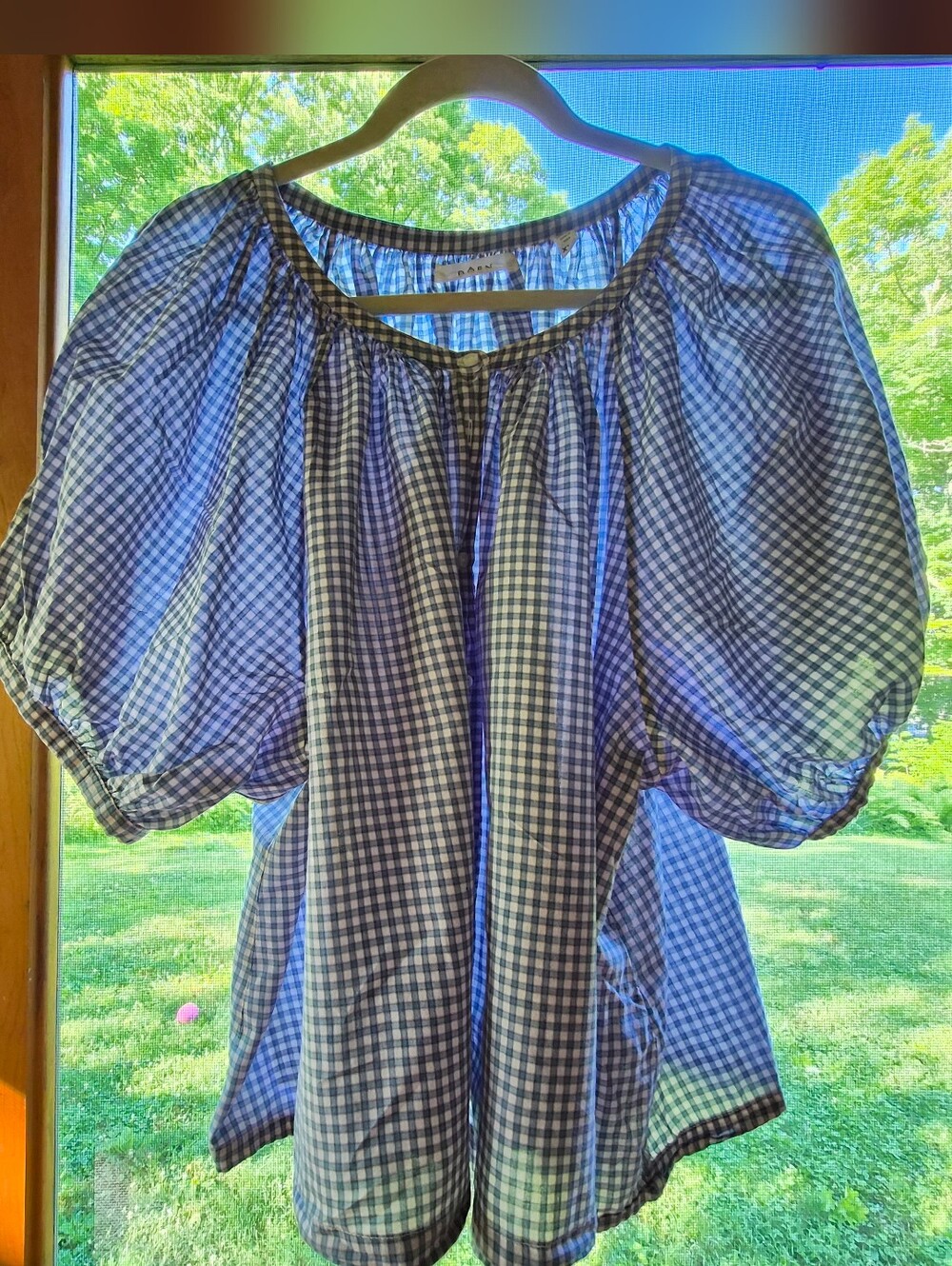 Doen June Top in Blue Gingham Cotton XXL (Retail $188)